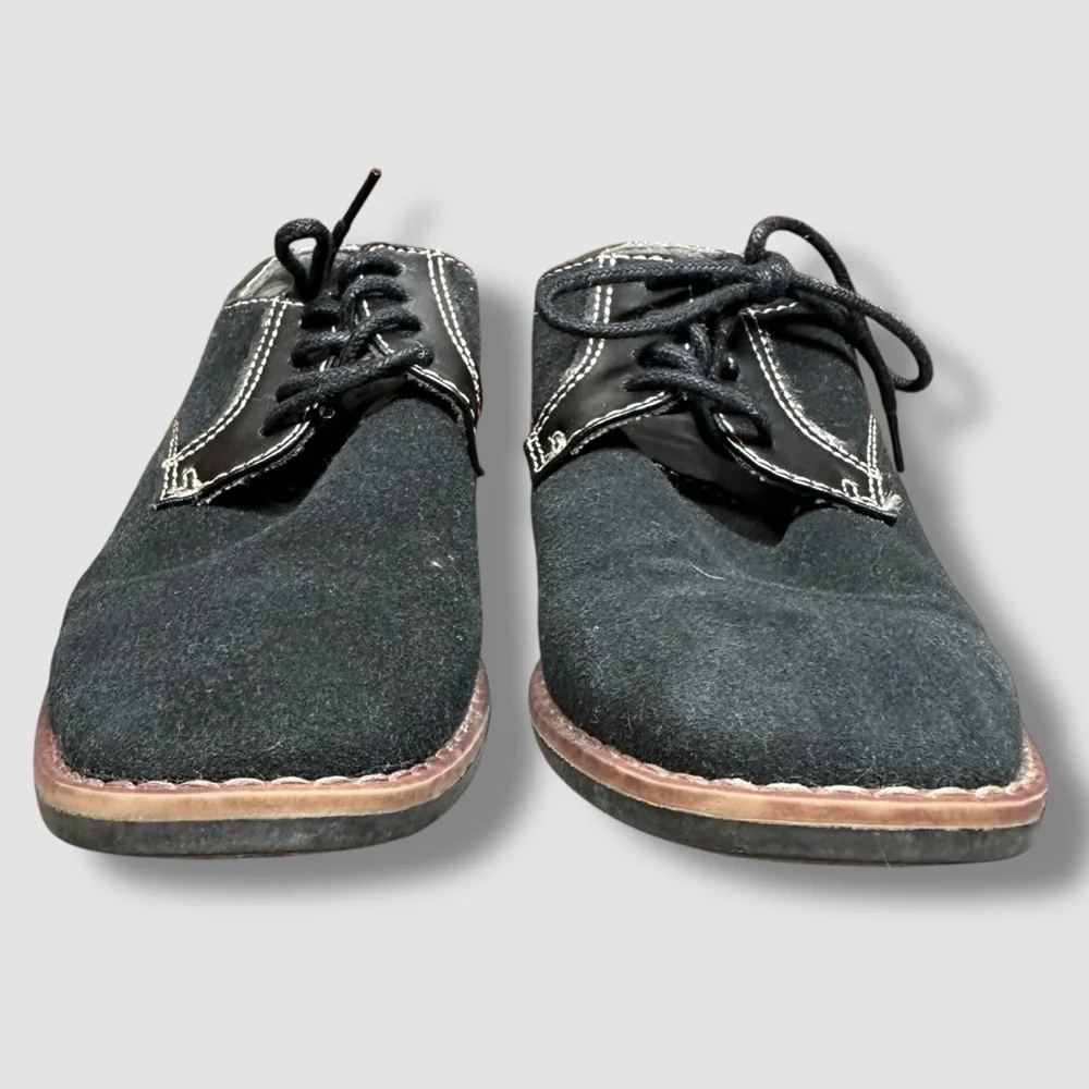 Steve Madden Bfold Oxfords Little Boy 1 Lace Up Faux Suede Black Dress Shoes